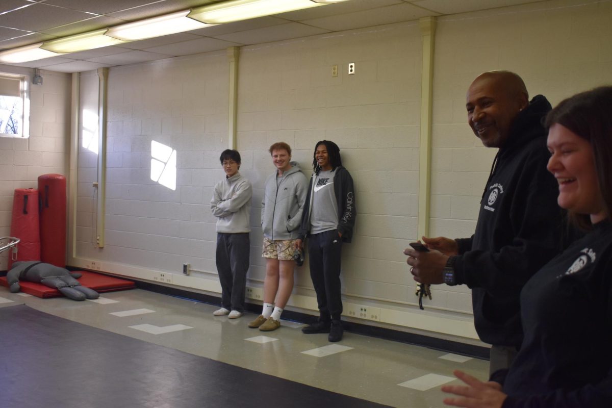 Teacher Shannon Cleckley, teaches Anderson Highschool sophomores what the Criminal Justice class is about at the D26 Career Campus. Sophomores at AHS had a tour around the Career Campus to decide on what they wanted to do for their future.