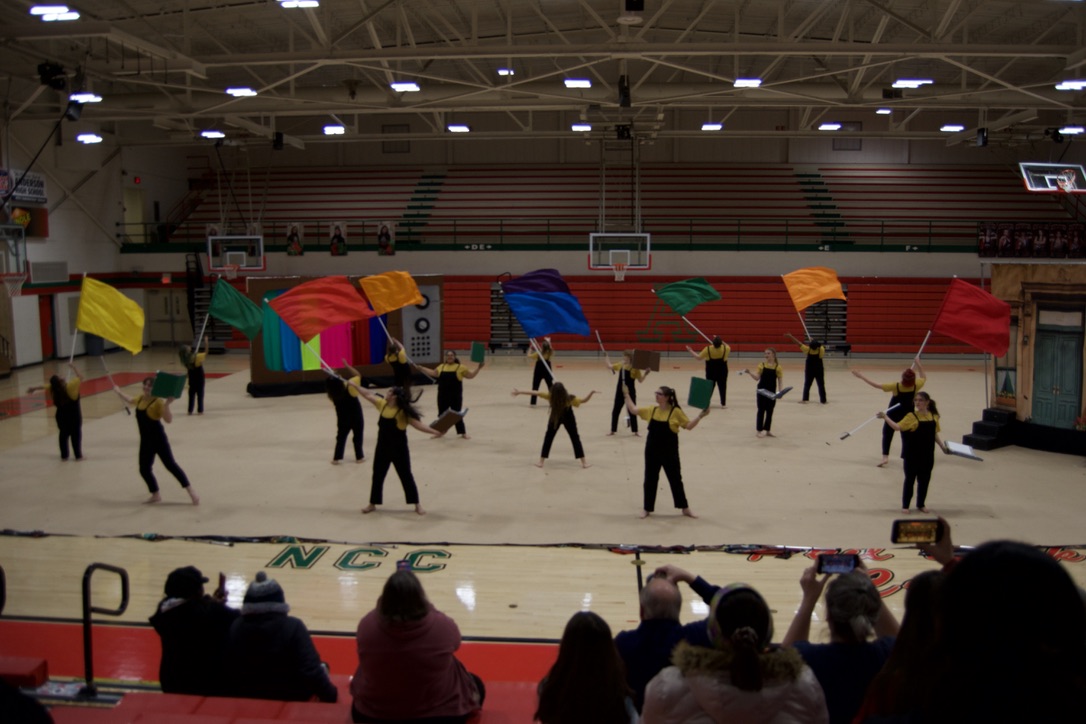 Our AHS Winter Guard preforming at their parent preview. 