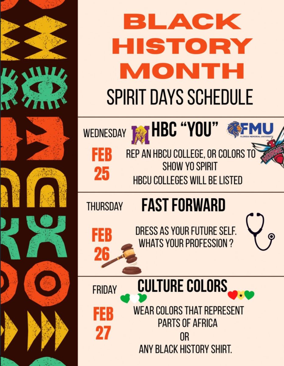 Flyer made for spirit week days for Black History Month.